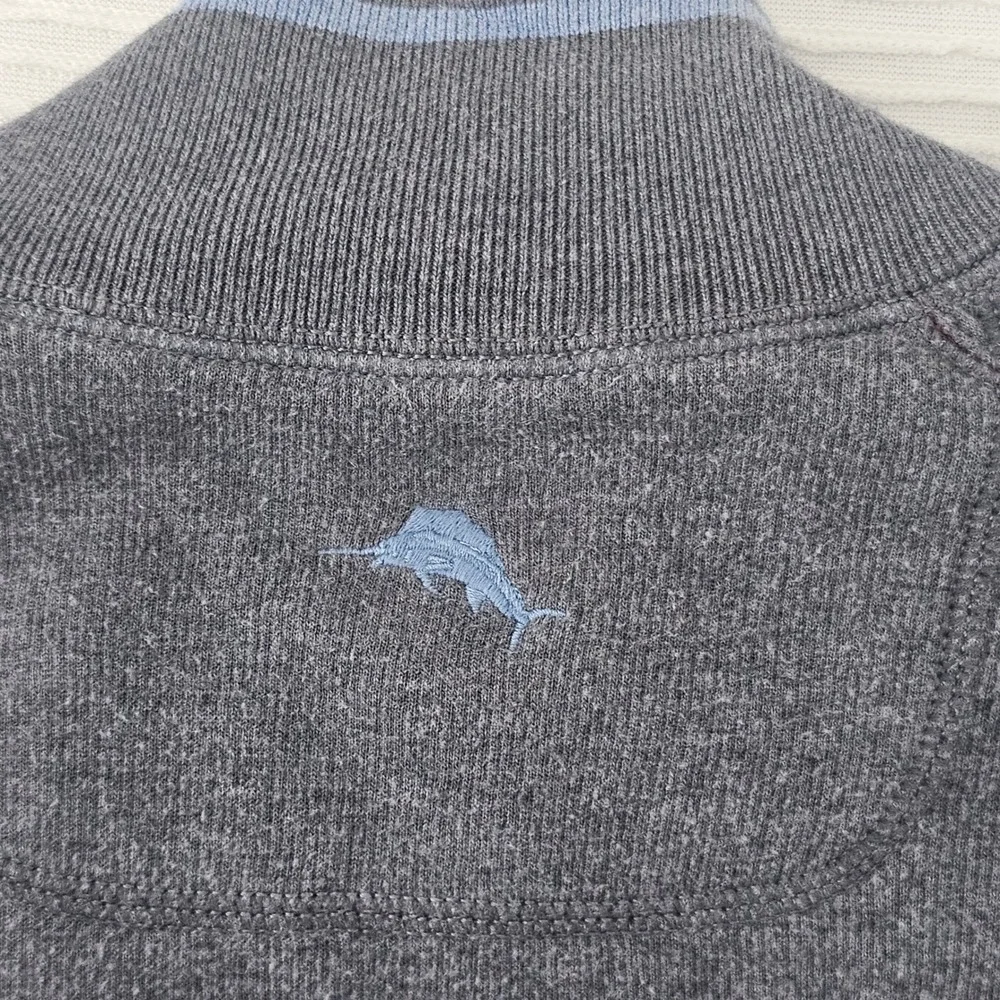 Tommy Bahama Mens XXL Full Zip Sweatshirt Dark Gray Heather Mock‎ Neck Jacket